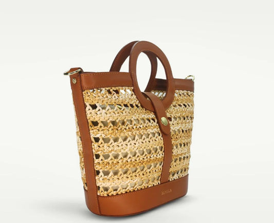 Borsa in rafia e pelle
